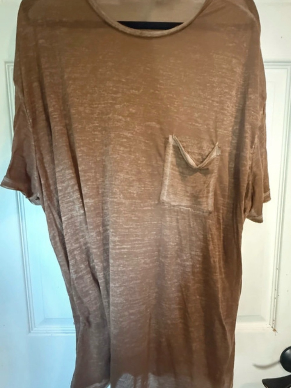Zenana Melange Burnout Oversized Pocket Tee